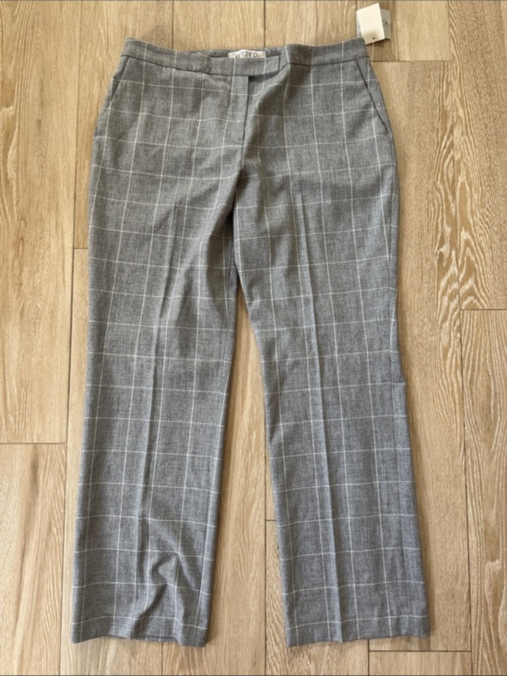 NWT Kasper Gray White Windowpane Pants 12 P Petite